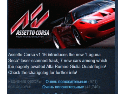 Assetto Corsa STEAM KEY RUSSIA+CIS LICENSE