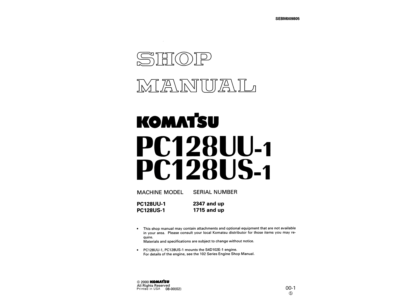 Komatsu PC128UU-1, US-1 Shop Manual