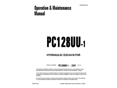 Komatsu PC128UU-1 Operation and Maintenance Manual