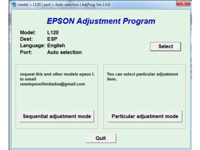 Adjustment Program Reset L120