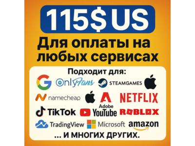 🌎US CARD $115 for Google/Apple/PayPal and others💵 USD