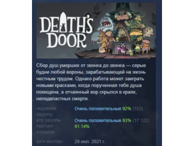 Death's Door STEAM KEY GLOBAL+РОССИЯ СТИМ КЛЮЧ РОССИЯ