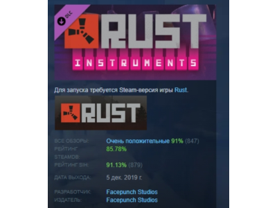 Rust - Instruments Pack DLC АВТОДОСТАВКА STEAM РОССИЯ