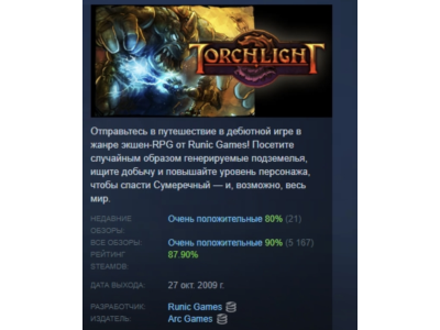 Torchlight АВТОДОСТАВКА STEAM GIFT РОССИЯ