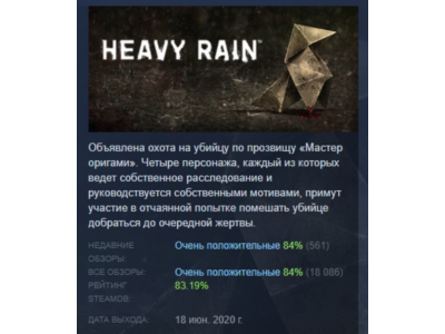 Heavy Rain АВТОДОСТАВКА STEAM GIFT РОССИЯ