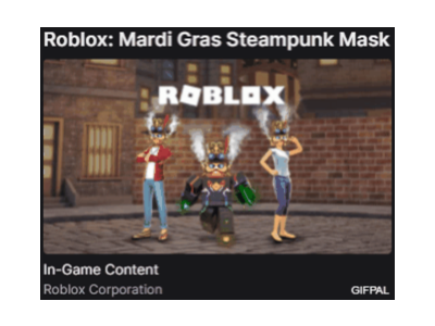 Roblox: Mardi Gras Steampunk Mask 🔑 Drop #4