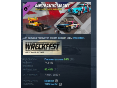 Wreckfest - Banger Racing Car Pack DLC STEAM РОССИЯ