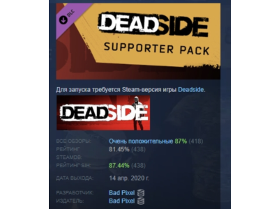 Deadside Supporter Pack DLC АВТОДОСТАВКА STEAM РОССИЯ