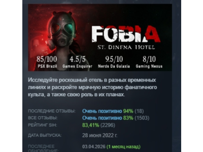 Fobia - St. Dinfna Hotel АВТОДОСТАВКА STEAM РОССИЯ