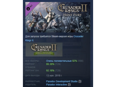Expansion - Crusader Kings II: Holy Fury АВТОДОСТАВКА STEAM РОССИЯ