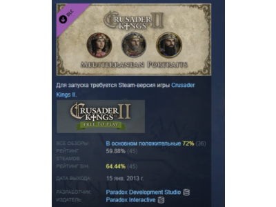 Crusader Kings II Mediterranean Portraits АВТОДОСТАВКА STEAM РОССИЯ