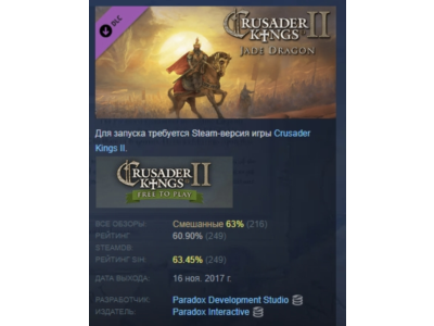 Crusader Kings II: Jade Dragon DLC АВТОДОСТАВКА STEAM РОССИЯ