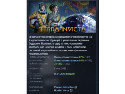 Terra Invicta АВТОДОСТАВКА STEAM GIFT РОССИЯ