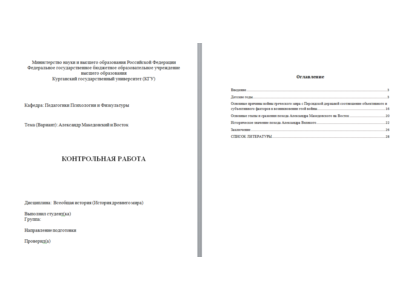 Контрольная работа Александр Македонский и Восток