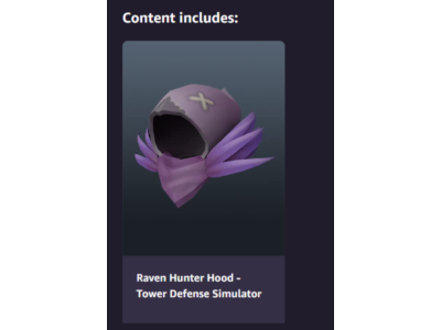 🔥🔑🌐Roblox DLC: Raven Hunter Hood — Tower Defense