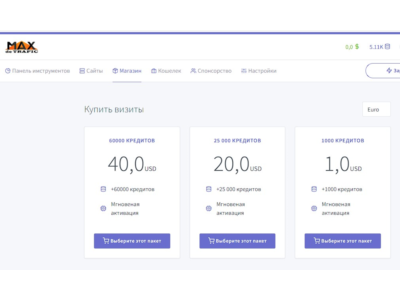 Maxdetrafic.com French AAS, balance 5 100 Credits