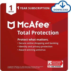 McAfee Total Protection 2026 Antivirus 1 Year 1 Device