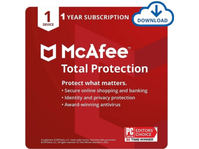 McAfee Total Protection 2026 Antivirus 1 Year 1 Device