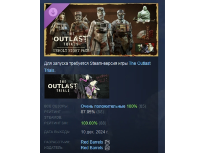 The Outlast Trials Unholy Night Pack DLC АВТОДОСТАВКА STEAM РОССИЯ