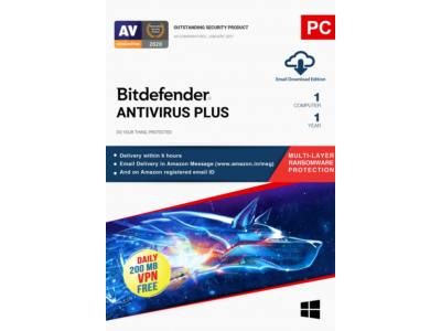 Bitdefender Antivirus Plus 1 ПК 1 год лицензионный ключ