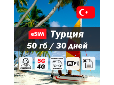 Esim Turkey | 50gb | 5G/4G | esim | mobile internet