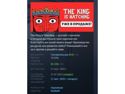 The King is Watching АВТОДОСТАВКА STEAM РОССИЯ
