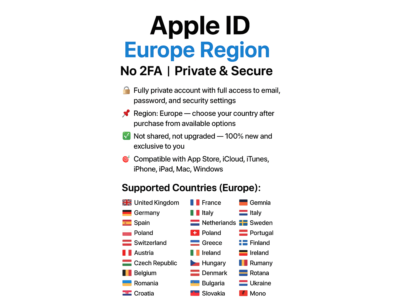 Apple ID Европа: UK + FR + DE + Другие | Без 2FA 🔐
