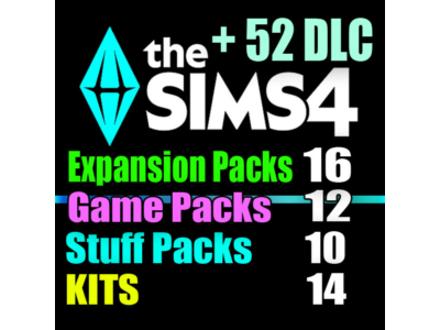 SIMS 4 + 52 DLC (16 допов・12 наборов・10 кат.・14 компл.)