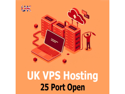 VPS-хостинг в Великобритании. открыто 25 портов. Ежемес