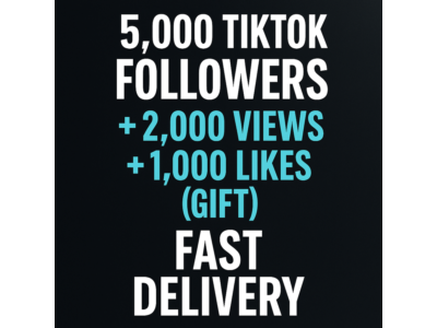 TikTok 5,000 Followers + Free 2,000 Views & 1,000 Likes