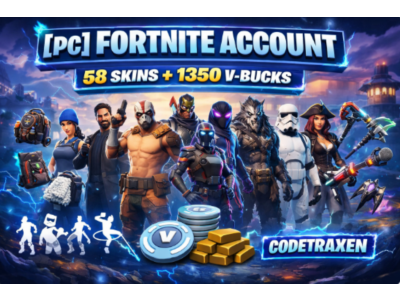 [PC] Fortnite Account – 58 Skins + 1350 V-Bucks PC