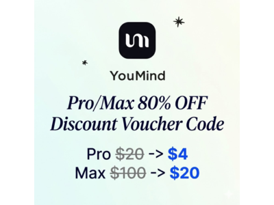 YouMind Pro/Max Скидочный Купон 80% Промокод