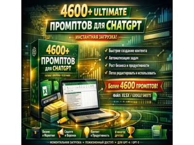 +4600 ChatGPT Prompts Pack – Business, Marketing, Content, Social Media (XLSX)