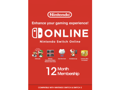 Подарочная карта Nintendo Switch Online на 12 месяцев (США)