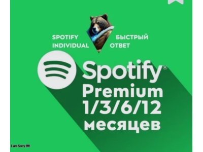 Дешевая подписка Spotify Premium на 1, 3, 6, 12 месяцев работает по всему миру!