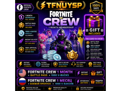 FORTNITE CREW 1 Месяц + Боевой пропуск + 1000 V‑Баксов ⚡ Мгновенная доставка+ ПОДАРОК