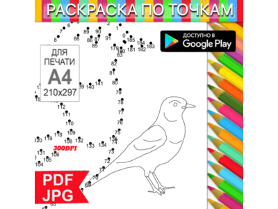 Bird Coloring Pages: Dot-to-Dot Anti-Stress for Printing on a Printer and Android