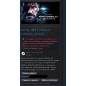 METAL GEAR SOLID V: GROUND ZEROES Steam Gift RU/CIS