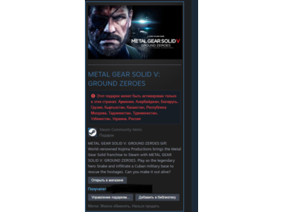 METAL GEAR SOLID V: GROUND ZEROES Steam Gift RU/CIS