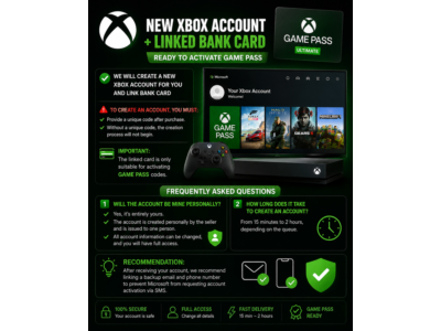 Новая учетная запись Xbox + активационная карта для активации Game Pass.