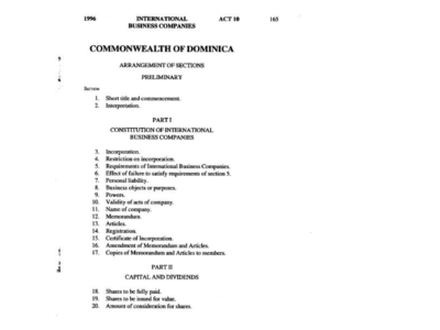 Доминика. Международные Деловые Компании