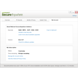 WebRoot SecureAnywhere ™ AntiVirus 2013: a key for 90 days