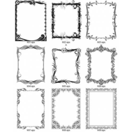 9 black and white vector frames for decoration