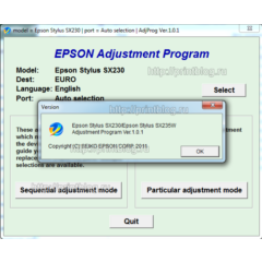 Adjustment program Epson Stylus SX230, SX235W