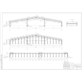 A one-storey three-span building 120x108m (DWG)