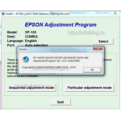 Adjustment program Epson Home XP-100, XP-102, XP-103