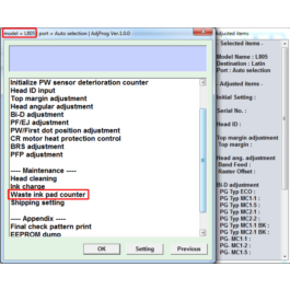 Adjustment program Epson L805