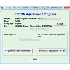 Adjustment program Epson Stylus Office BX320FW (EURO)