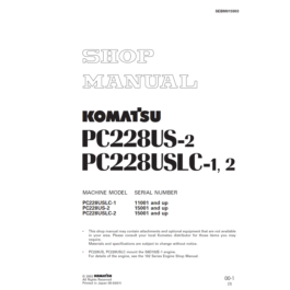 Komatsu PC228US-2, USLC-1, 2 Shop Manual