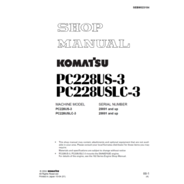 Komatsu PC228US-3, USLC-3 Shop Manual